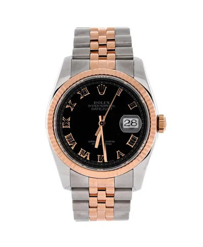 Pre-owned Pre-owned Rolex  Rolex Oyster Perpetual Datejust Automatic Watch In Stainless Steel And Rose Gold 36mm In Black