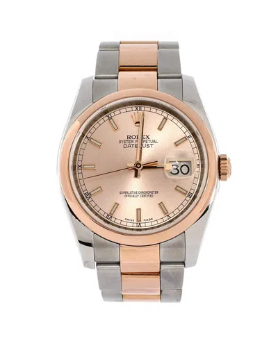 Pre-owned Pre-owned Rolex  Rolex Oyster Perpetual Datejust Automatic Watch In Stainless Steel And Rose Gold 36mm In Pink