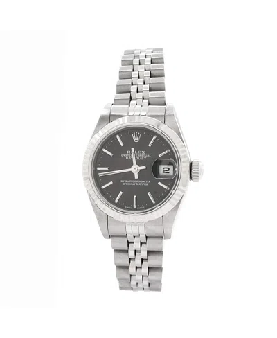 Pre-owned Pre-owned Rolex  Rolex Oyster Perpetual Datejust Automatic Watch In Stainless Steel And White Gold 26mm In Dial Color: Black