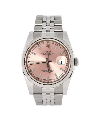 Pre-owned Pre-owned Rolex  Rolex Oyster Perpetual Datejust Automatic Watch In Stainless Steel And White Gold 36mm In Pink