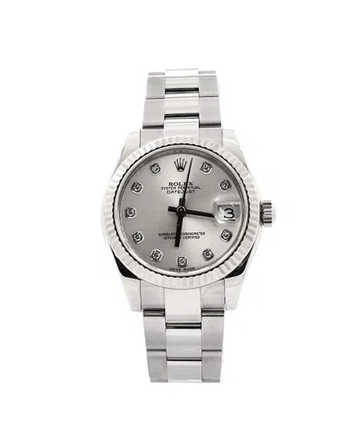 Pre-owned Pre-owned Rolex  Rolex Oyster Perpetual Datejust Automatic Watch In Stainless Steel And White Gold With Dia In Dial Color: Silver