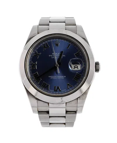 Pre-owned Pre-owned Rolex  Rolex Oyster Perpetual Datejust Ii Automatic Watch In Stainless Steel 41mm In Blue