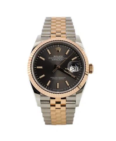 Pre-owned Rolex  Rolex Oyster Perpetual Datejust Slate Automatic Watch In Stainless Steel And Rose Gold 36m In Black/two-tone