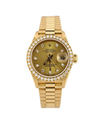 Pre-owned Pre-owned Rolex  Rolex Oyster Perpetual President Datejust Automatic Watch In Gold With Diamond Bezel And M