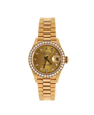 Pre-owned Pre-owned Rolex  Rolex Oyster Perpetual President Datejust Automatic Watch In Gold With Diamond Bezel And M