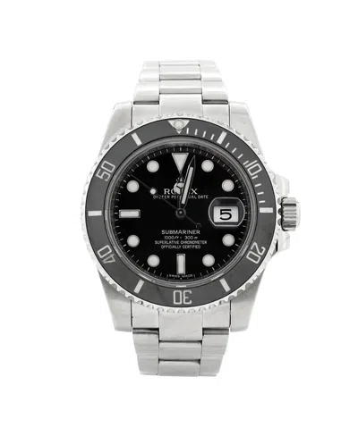 Pre-owned Pre-owned Rolex  Rolex Oyster Perpetual Submariner Date Automatic Watch In Stainless Steel And Cerachrom 40 In Dial Color: Black