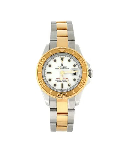 Pre-owned Pre-owned Rolex  Rolex Oyster Perpetual Yacht-master Automatic Watch In Stainless Steel And Gold 29mm In Dial Color: White