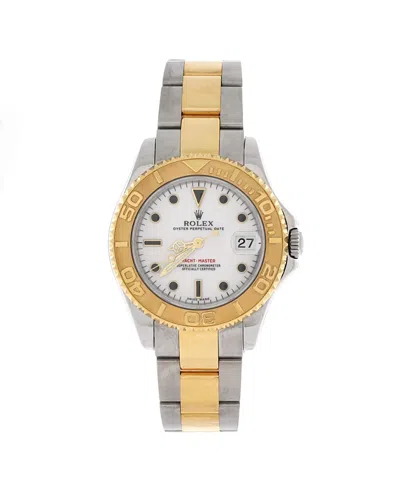 Pre-owned Pre-owned Rolex  Rolex Oyster Perpetual Yacht-master Automatic Watch In Stainless Steel And Gold 35mm In White
