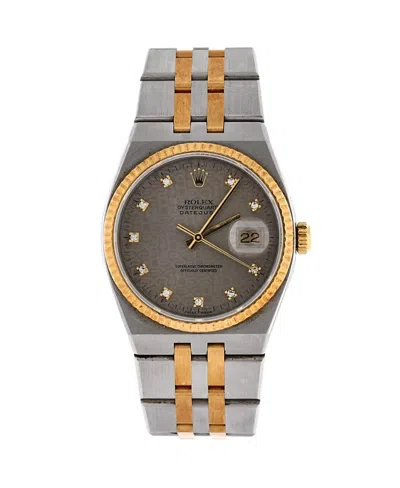 Pre-owned Pre-owned Rolex  Rolex Oysterquartz Datejust Watch In Stainless Steel And Gold With Diamond Markers 36mm In Silver