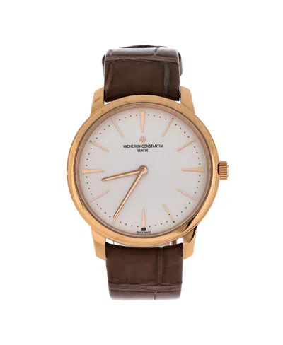 Pre-owned Pre-owned Vacheron Constantin  Vacheron Constantin Patrimony Manual Watch In Rose Gold And Alligator With Diamond Bezel 3 In White