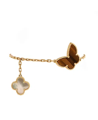 Pre-owned Pre-owned Van Cleef & Arpels  Van Cleef & Arpels Lucky Alhambra 4 Motifs Bracelet 18k Gold With Carnelian, Malachite, Mo