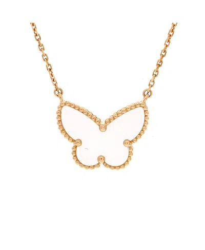 Pre-owned Pre-owned Van Cleef & Arpels  Van Cleef & Arpels Lucky Alhambra Butterfly Pendant Necklace 18k Gold With Mother Of Pearl