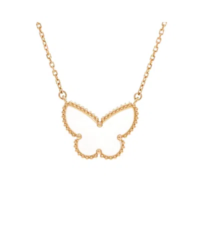Pre-owned Pre-owned Van Cleef & Arpels  Van Cleef & Arpels Lucky Alhambra Butterfly Pendant Necklace 18k Gold With Mother Of Pearl In Yellow