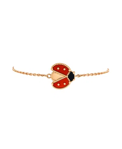 Pre-owned Pre-owned Van Cleef & Arpels  Van Cleef & Arpels Lucky Spring Open Wings Ladybug Bracelet 18k Rose Gold With Carnelian A In Pink