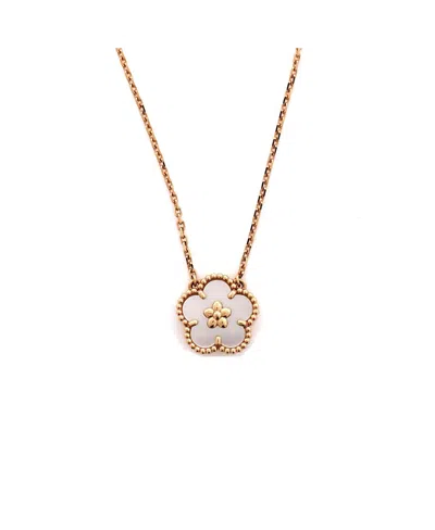 Pre-owned Pre-owned Van Cleef & Arpels  Van Cleef & Arpels Lucky Spring Plum Blossom Pendant Necklace 18k Rose Gold And Mother Of 