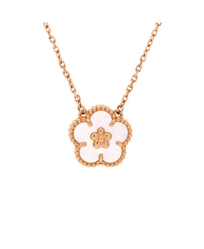 Pre-owned Pre-owned Van Cleef & Arpels  Van Cleef & Arpels Lucky Spring Plum Blossom Pendant Necklace 18k Rose Gold And Mother Of  In Pink