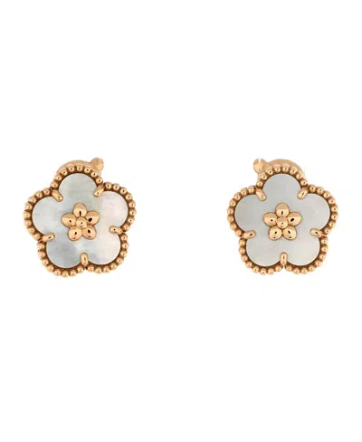 Pre-owned Pre-owned Van Cleef & Arpels  Van Cleef & Arpels Lucky Spring Plum Blossom Stud Earring Rose Gold And Mother Of Pearl In K Rose Gold