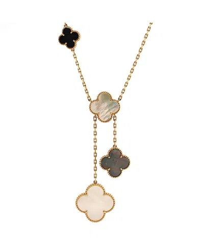 Pre-owned Pre-owned Van Cleef & Arpels  Van Cleef & Arpels Magic Alhambra 6 Motifs Necklace 18k Gold And Mother Of Pearl With Onyx