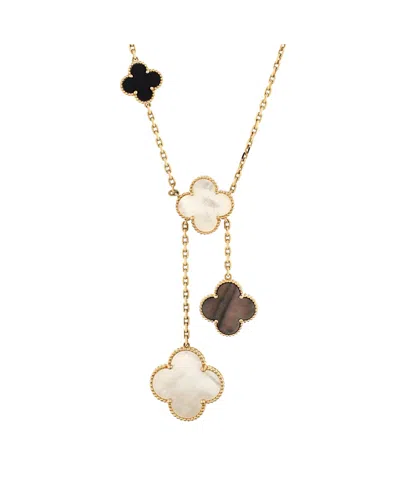 Pre-owned Pre-owned Van Cleef & Arpels  Van Cleef & Arpels Magic Alhambra 6 Motifs Necklace 18k Gold And Mother Of Pearl With Onyx