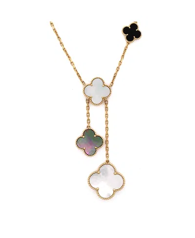 Pre-owned Pre-owned Van Cleef & Arpels  Van Cleef & Arpels Magic Alhambra 6 Motifs Necklace 18k Gold And Mother Of Pearl With Onyx