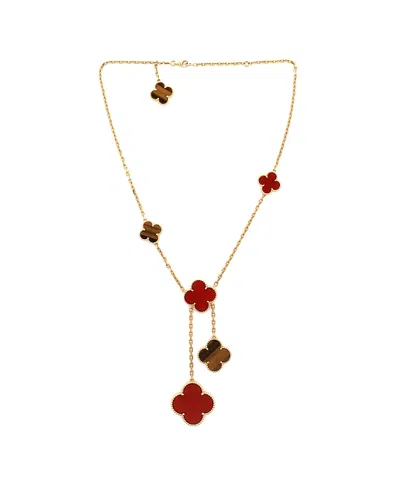 Pre-owned Pre-owned Van Cleef & Arpels  Van Cleef & Arpels Magic Alhambra 6 Motifs Necklace 18k Gold With Carnelian And Tigers's E In Yellow