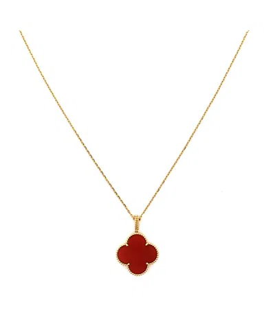 Pre-owned Pre-owned Van Cleef & Arpels  Van Cleef & Arpels Magic Alhambra Pendant Long Necklace 18k Gold And Carnelian