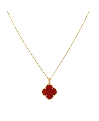 Pre-owned Pre-owned Van Cleef & Arpels  Van Cleef & Arpels Magic Alhambra Pendant Long Necklace 18k Gold And Carnelian