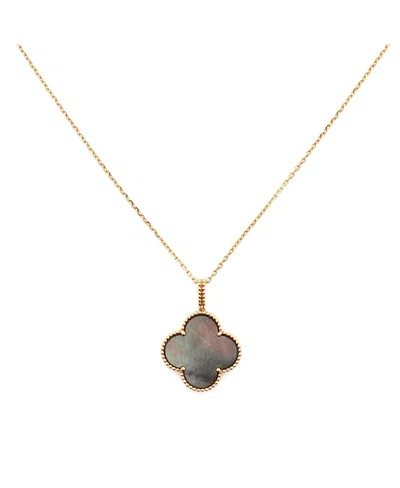 Pre-owned Pre-owned Van Cleef & Arpels  Van Cleef & Arpels Magic Alhambra Pendant Long Necklace 18k Rose Gold And Grey Mother Of P