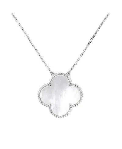 Pre-owned Pre-owned Van Cleef & Arpels  Van Cleef & Arpels Magic Alhambra Pendant Necklace 18k White Gold And Mother Of Pearl