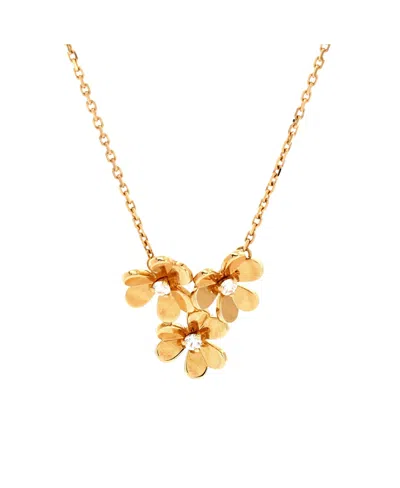 Pre-owned Pre-owned Van Cleef & Arpels  Van Cleef & Arpels Mini Frivole 3 Flowers Necklace 18k Gold With Diamonds
