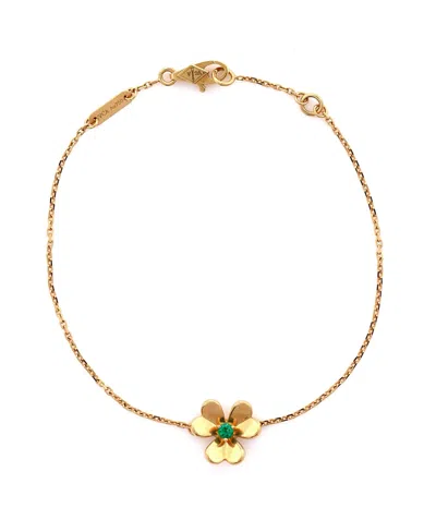 Pre-owned Pre-owned Van Cleef & Arpels  Van Cleef & Arpels Mini Frivole Bracelet 18k Gold With Emerald