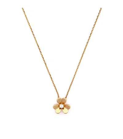 Pre-owned Pre-owned Van Cleef & Arpels  Van Cleef & Arpels Mini Frivole Pendant Necklace 18k Gold And Diamond, 15 - 15.75"