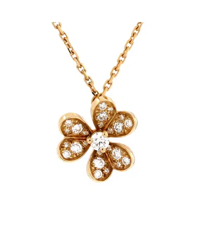 Pre-owned Pre-owned Van Cleef & Arpels  Van Cleef & Arpels Mini Frivole Pendant Necklace 18k Gold With Pave Diamonds