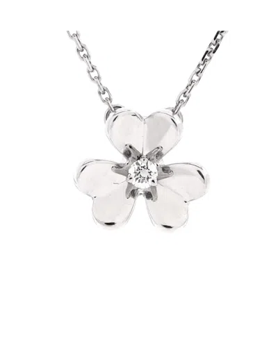 Pre-owned Pre-owned Van Cleef & Arpels  Van Cleef & Arpels Mini Frivole Pendant Necklace 18k White Gold And Diamond