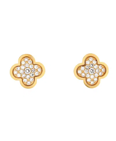 Pre-owned Pre-owned Van Cleef & Arpels  Van Cleef & Arpels Pure Alhambra Stud Earrings 18k Gold With Diamonds