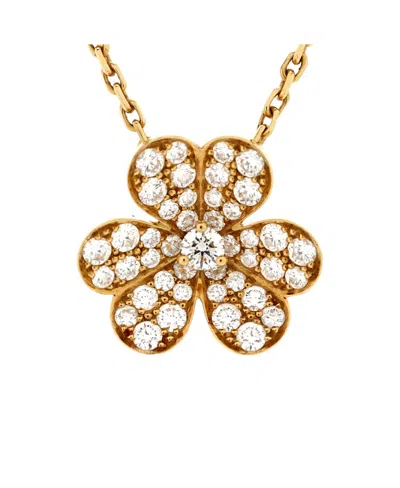 Pre-owned Pre-owned Van Cleef & Arpels  Van Cleef & Arpels Small Frivole Pendant Necklace 18k Gold With Pave Diamonds, 14.75 - 16.