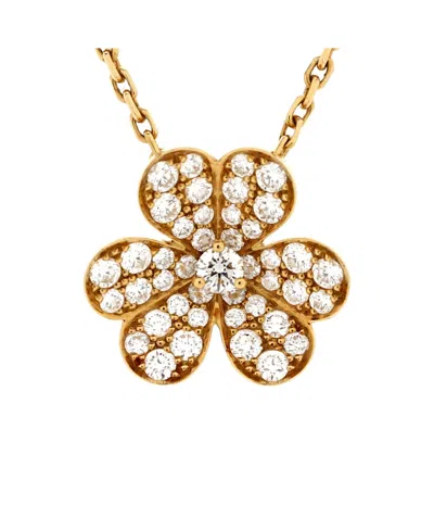 Pre-owned Pre-owned Van Cleef & Arpels  Van Cleef & Arpels Small Frivole Pendant Necklace 18k Gold With Pave Diamonds