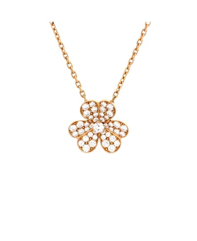Pre-owned Pre-owned Van Cleef & Arpels  Van Cleef & Arpels Small Frivole Pendant Necklace 18k Rose Gold With Pave Diamonds