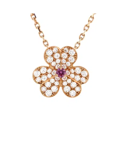 Pre-owned Pre-owned Van Cleef & Arpels  Van Cleef & Arpels Small Frivole Pendant Necklace 18k Rose Gold With Pink Sapphire And Pav