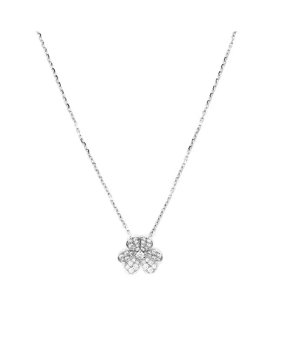 Pre-owned Pre-owned Van Cleef & Arpels  Van Cleef & Arpels Small Frivole Pendant Necklace 18k White Gold With Pave Diamonds, 14.75