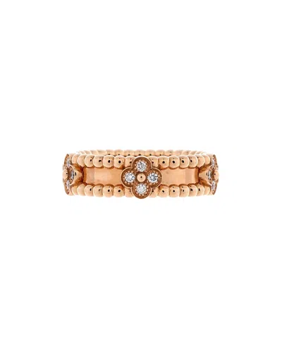 Pre-owned Pre-owned Van Cleef & Arpels  Van Cleef & Arpels Small Perlee Sweet Clovers Ring 18k Rose Gold And Diamonds In Pink