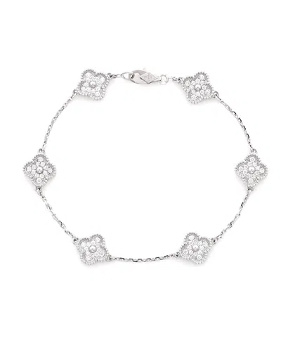 Pre-owned Pre-owned Van Cleef & Arpels  Van Cleef & Arpels Sweet Alhambra 6 Motifs Bracelet 18k White Gold And Diamonds