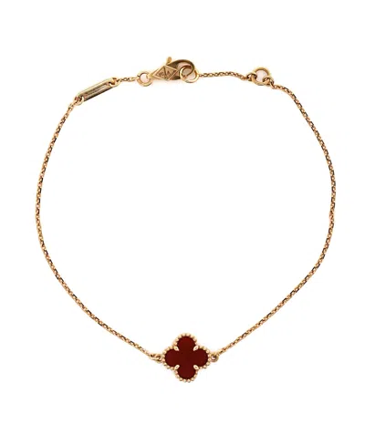 Pre-owned Pre-owned Van Cleef & Arpels  Van Cleef & Arpels Sweet Alhambra Bracelet 18k Rose Gold And Carnelian