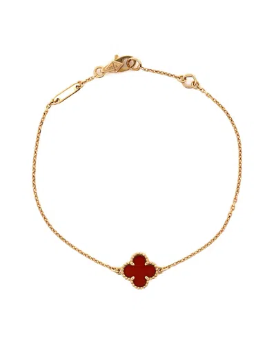 Pre-owned Pre-owned Van Cleef & Arpels  Van Cleef & Arpels Sweet Alhambra Bracelet 18k Rose Gold And Carnelian In Pink