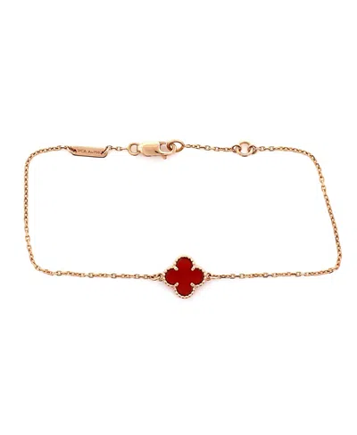Pre-owned Pre-owned Van Cleef & Arpels  Van Cleef & Arpels Sweet Alhambra Bracelet 18k Rose Gold And Carnelian In Pink