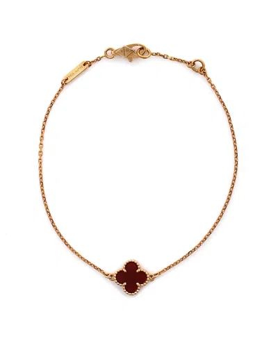 Pre-owned Pre-owned Van Cleef & Arpels  Van Cleef & Arpels Sweet Alhambra Bracelet 18k Rose Gold And Carnelian In Pink