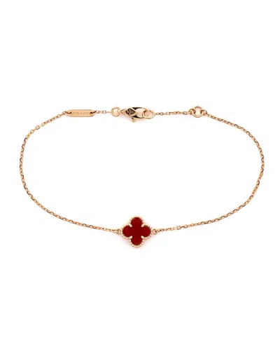 Pre-owned Pre-owned Van Cleef & Arpels  Van Cleef & Arpels Sweet Alhambra Bracelet 18k Rose Gold And Carnelian In Pink