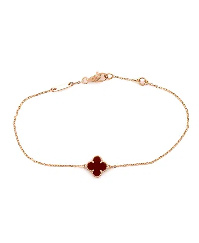 Pre-owned Pre-owned Van Cleef & Arpels  Van Cleef & Arpels Sweet Alhambra Bracelet 18k Rose Gold And Carnelian In Pink