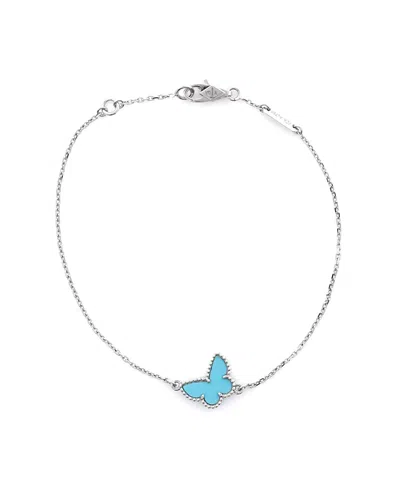 Pre-owned Pre-owned Van Cleef & Arpels  Van Cleef & Arpels Sweet Alhambra Butterfly Bracelet 18k White Gold And Turquoise