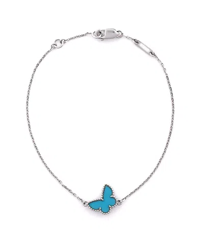 Pre-owned Pre-owned Van Cleef & Arpels  Van Cleef & Arpels Sweet Alhambra Butterfly Bracelet 18k White Gold And Turquoise